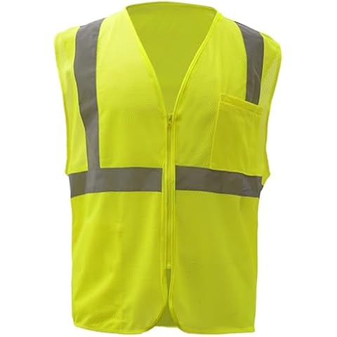 SKSAFETY Class 2 Mesh Zipper Safety Vest, Lime, Size Medium Cover