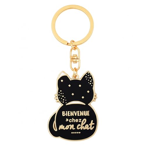 Manahia Porte Clés Chat Bienvenue Chez Mon Chat – Cadeau Humour Crémaillère & Anniversaire –...