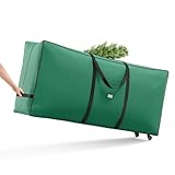 Immagine di SONGMICS Borsa per Albero di Natale con Ruote da 4 cm, Custodia per Albero Fino a 274 cm, per Albero Smontabile, Maniglie Regolabili, Tessuto Oxford 600D, Verde Foresta RXS004C01