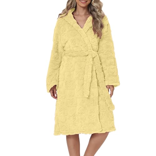 Pijama genérico cálido para mujer, franela, vestido de dormitorio suave, cómodo, pijama de noche con capucha para bata, color liso, albornoz y esponja de ducha, salón grueso, albornoz corto y cálido