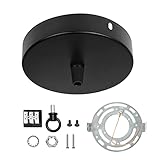 KIGHSIN 4.7 Inches Black Round Hanging Ceiling Light Canopy Kit, Metal Plate Cover for DIY Pendant Light Lamp Chandelier Industrial Mounting Hardware (Side Hanging)