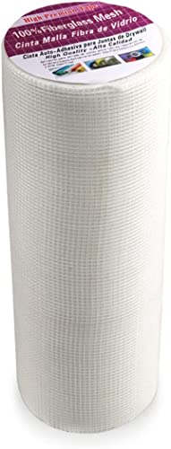 PNBLAECE Ruban Tissé en Fibre Verre Auto-Adhésif, Tissu en Fibre de Verre Ruban Tissé Rouleau, Ruban pour le Remplissage des Fissures et la Réparation de Cloison Sèche-30 cm X 25 m(12″X 82′)