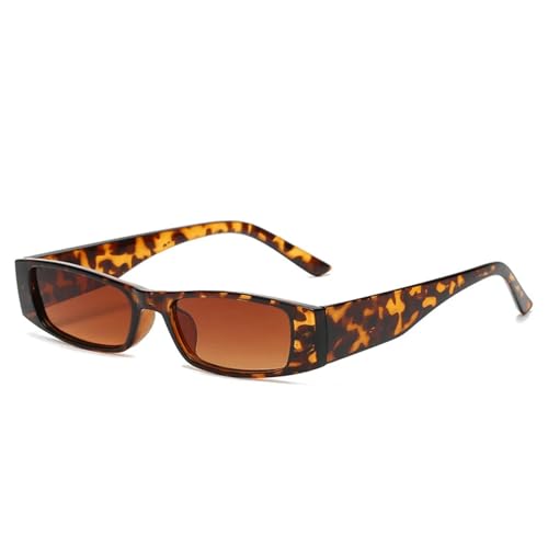 Lunettes de soleil rectangulaires rétro chic au fini écaille léopard pour un look affirmé