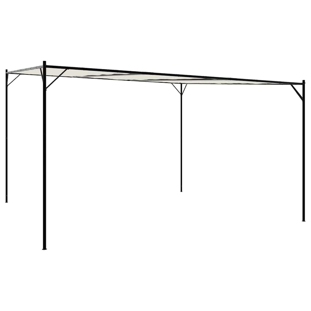 vidaXL Pavillon, Gartenpavillon Überdachung Stahlrahmen, Pergola Vordach für Terrasse Garten, Partyzelt Sonnnenschutz, Weiß 4x4m 180g/m² Stoff Stahl