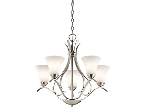 π Crazy Deals Kichler Keiran 23.25 5 Light Chandelier with Satin Etched White Glass in Brushed Nickel Up To 40% OFF Kichler Keiran 23.25 5 Light Chandelier with Satin Etched White Glass in Brushed Nickel