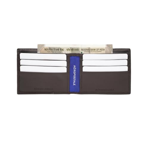 Image of Aeropostale Men's Global Coin Wallet PORUS - Brown | Durable Leather | Compact Design & Coin Pocket | Ideal for Gifting