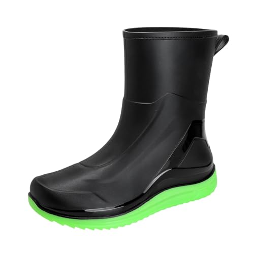 Generisch Botas de goma semialtas para hombre, antideslizantes, impermeables, suela gruesa, zapatos de goma, moda cómodas, botas de pesca al aire libre, resistentes al viento, resistentes a la