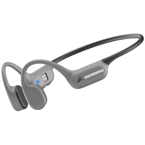 Auriculares Conducción Osea Natacion Bluetooth 5.4, Auriculares Natacion Impermeables IP68, inalámbricos con diseño abierto, reproductor de MP3 con memoria integrada de 32 GB, para Correr -Gris