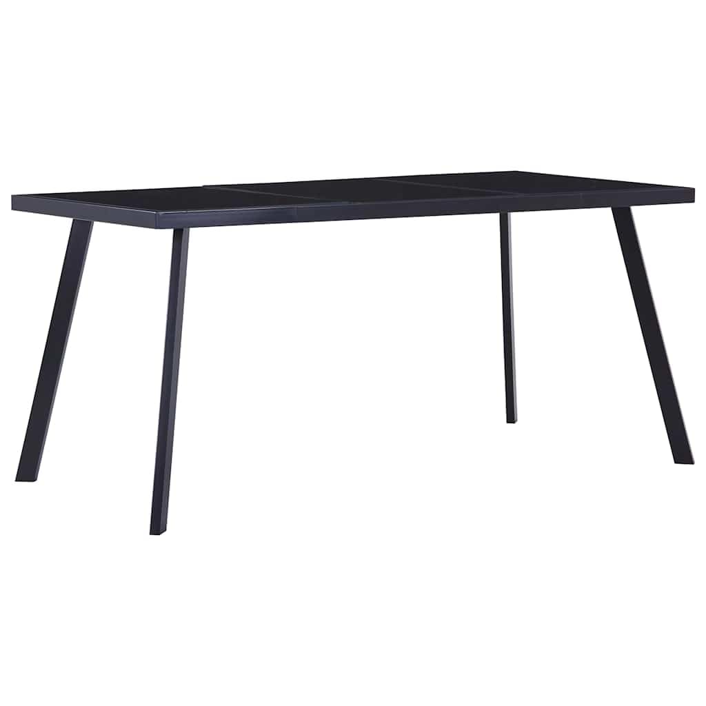 Table à manger noire - 180 x 90 x 75 cm - Plateau en verre trempé - Structure en acier - Design industriel - Durable - Stable - Montage facile - Table de cuisine