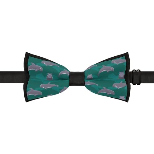 GoasNei Cute Animal of Dolphin Pattern Bow Tie for Men Adjustable Necktie Funny Tie Neck Ties for Weddings Party