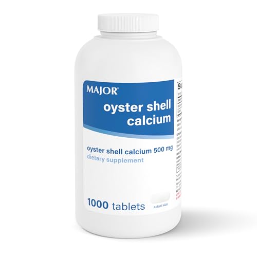 MAJOR Oyster Shell Calcium 500mg - Daily Dietary Supplement for Bone Health and Joint Support, Mineral Supplement for Men and Women, Gluten-Free - 1000 Tablets (1 Pack)