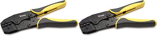 Titan 11477 Ratcheting Wire Terminal Crimper Tool for Insulated Terminals, Fixed Jaw Crimper 2 Pack