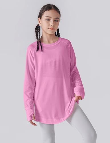 Image of Liberty Pro 2-Pack Girls' Loose Fit Long Sleeve Tunic Tops with Pockets and Thumb Holes, Casual T Shirts for Tween Kids