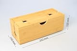 Bamboo Cable Management Box, Natural Wood Cord Organiser with Lid, Home Office Wire Storage Solution - Image 3