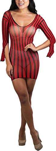 Image of ToBeInStyle Women's Stretch See Through Fishnet Novelty Mini Rave Party Dress
