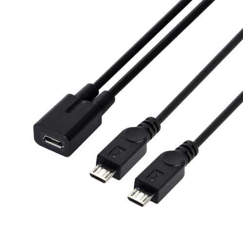 NFHK Cable de carga micro USB hembra a 2 micro USB macho para Galaxy S5 i9600 S4 I9500 Note2 N7100 S3 I9300 S2 9100