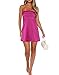 HYPERFIRE Women's Summer Spaghetti Strap Satin Mini Dress Smock Cami Short Dresses Party Evening Hot Pink X-Small