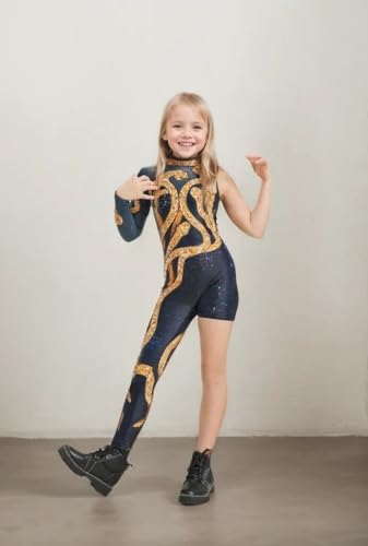 Disfraz completo de cuerpo con estampado serpiente dorado para niñas miniatura 2