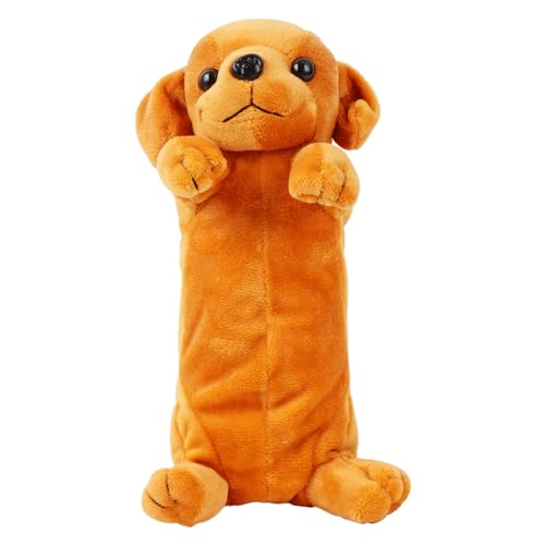 LA HAUTE Trousse à crayons en peluche pour enfants/étudiants en forme de chien - Jaune