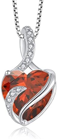 FJ Necklaces for Women 925 Sterling Silver Heart Birthstone Pendant Necklace Jewellery Gifts for Women Girls