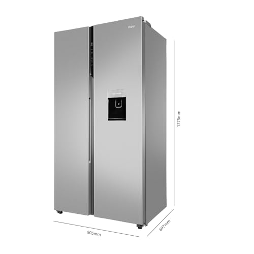 Image of Haier 596 L, Wi-Fi enabled Water Dispenser Frost Free, 2-Door Side by Side Refrigerator with 100% Convertible Fridge Space Inverter Technology (HRS-682SWDU1-2, Steel Shiny)