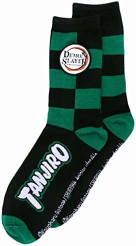 Demon Slayer Assorted 2-pack Socks - Nezuko & Tanjiro Character Pattern Anime Crew Socks (Multicolor, One Size)