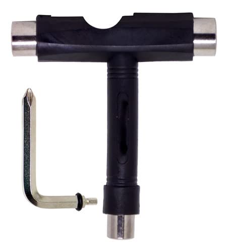 Chave Para Montagem Skate Formato T Black+ Chave L Removível