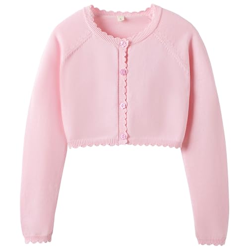 Image of Cropped Shrug Cardigan Girls Cotton Soft Long Sleeve 5-12 Years (Dressy)