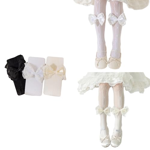 Girls Fishnet Leggings Bowknot Detail High Stretch Cotton Comfortable Kids Fashion2