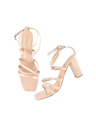 Image of SilverArrow Casual and Classy Block Heel Chunky Heel Sandals Light Weight Comfortable & Trendy Strappy Party Heels for Girls & Women
