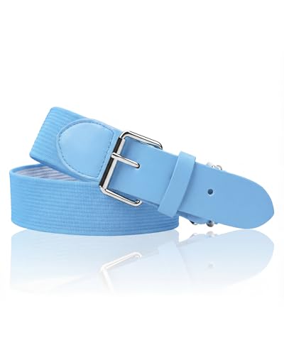 Stelle Baseball/Softball/Fastpitch Belt Girls Sports Elastic Adjustable Boys Uniform Belts Youth and Adult SizesSky Blue Youth
