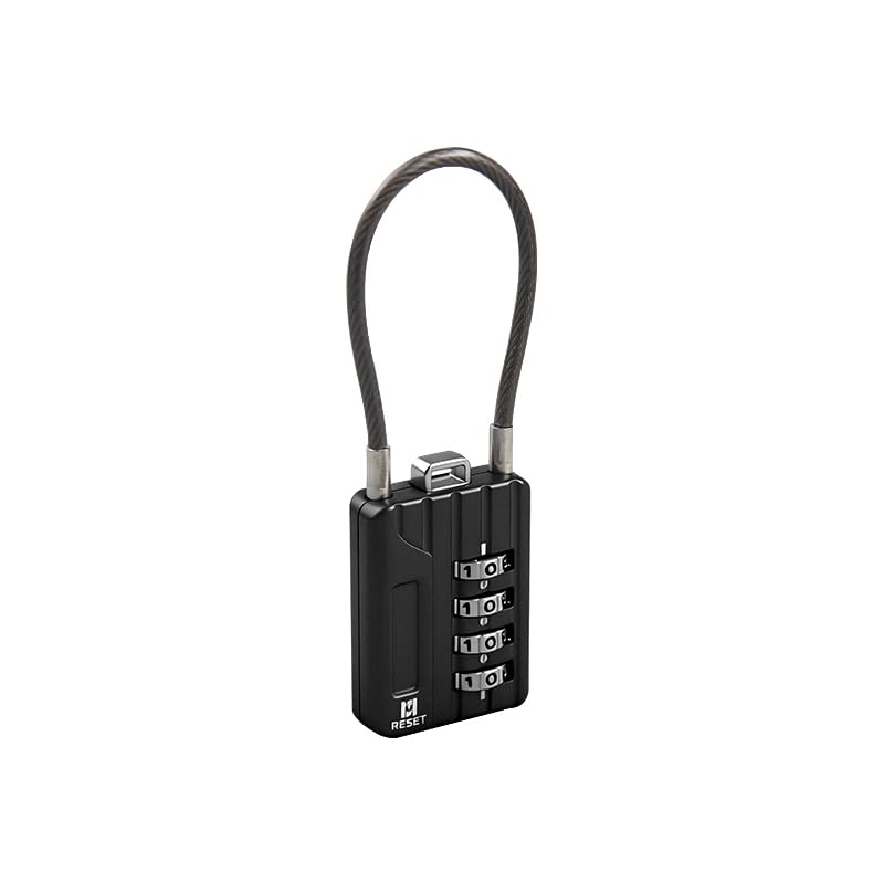 RESET-200 4-Digit Combination Cable Padlock, 3 mm, 12 cm, 1 Pack