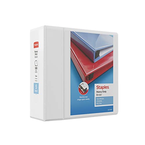 Staples Heavy-Duty 5-Inch D-Ring View Binder Red 1000 Sheets | Extra-large capacity for office archiving and bulk document storage. product thumbnail 12