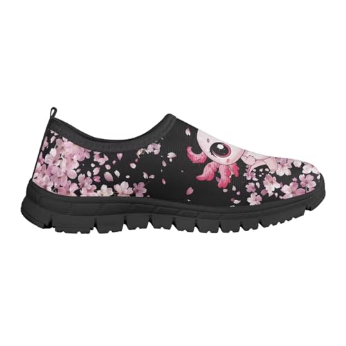 Girls Tennis Shoes Kids Cartoon Slip On Walking Sneakers Breathable No Laces Mesh Shoe for Beginners Size 11-15 Black Sole3