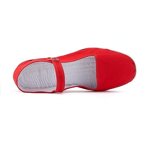 Image of Womens Classic China Flats, Casual China Doll Shoes, Cotton Mary Janes, Chinese Tai Chi Shoes
