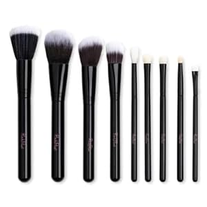 Pink Dust Complete Makeup Brushes Set – 9pcs Makeup Brushes with Synthetic Goat Hairs Bristles and Wood Handle – Wooden Handle Makeup Brushes for Eyes and Face