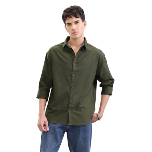 Image of WROGN Men's Pure Cotton Shirt | Solid | Oversized Fit