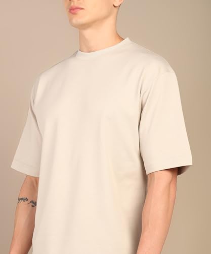 Image of Alan Jones Clothing Men's Oversized Solid T-Shirt | Premium Heavy Fabric | Crew Neck Casual Wear