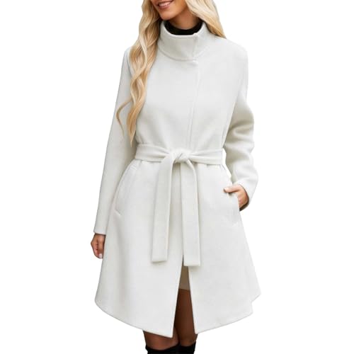 Manteau d'hiver rétro en laine pour femme coupe cintrée élégante