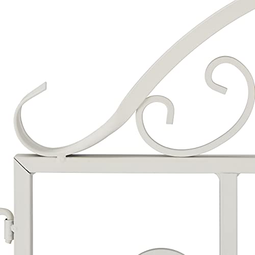Relaxdays Gartenzaun aus Stahl, Zaunstecksystem 3er Set, verzierter Vorgartenzaun, Zaunelement HxB: 98 x 63,5 cm, weiß