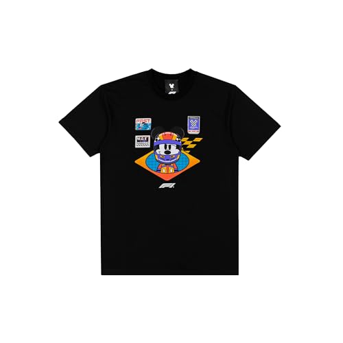 Formula 1 x Disney Unisex Mickey Mouse Helmet T-Shirt, Black, Large