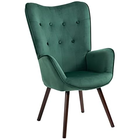 Butaca nórdica acolchada con reposabrazos y patas de madera Cover