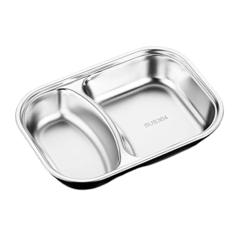 MaT store ランチプレート ステンレス 食器 蓋付き キャンプ食器 仕切り皿 ディナープレート 分割 (2仕切り)