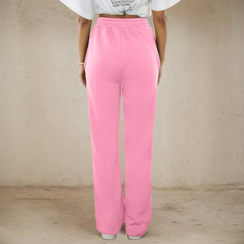 Sweatpants for Girls Straight Leg Elastic High Waisted Baggy Sweat Pants Lounge Joggers Athletic Pants with Pockets 5-16Y4