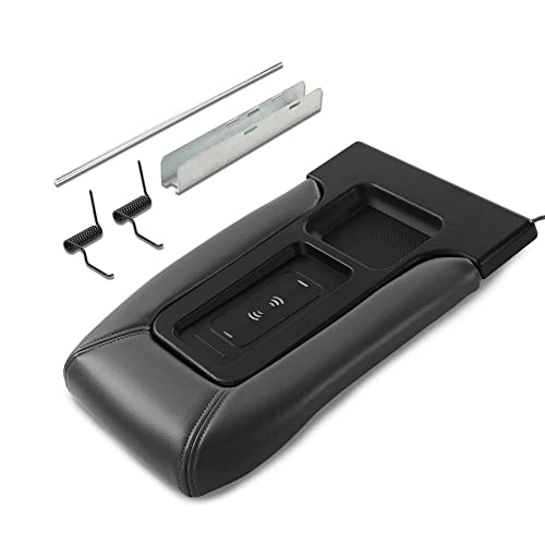 DOTCOM Center Console Lid Repair Kit Armrest Latch W/Charging Compatible with GMC Sierra Yukon/Chevy Silverado Suburban Tahoe 1999-2007 Gray