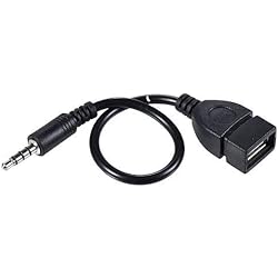 Cargador Usb Jack 3.5 REY - Cable Convertidor Conector Adaptador Jack 3,5MM a USB 2.0 Hembra Negro