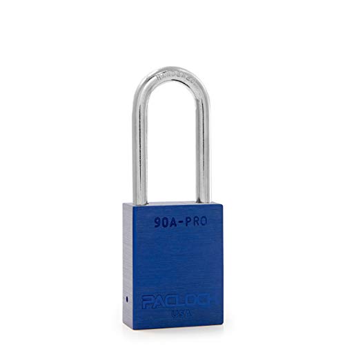 Image of PACLOCK's 90A-PRO Padlock, 1 /4 inch Diameter Hard. Steel Shackle, 2 inch Tall, High Performance 7-Pin Cylinder w / 1 Key, Keyed Alike, Blue