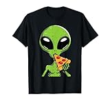 Alien Eating Pizza Funny Ufo Snack Food Men Boys Kids Women T-Shirt