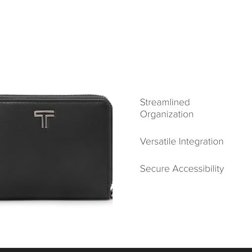 Image of Tumi Unisex Tri Fold Zip Around Black /Gunmetal One Size