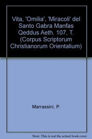 Paperback Vita', 'Omilia', 'Miracoli' del Santo Gabra Manfas Qeddus: T. [Italian] Book